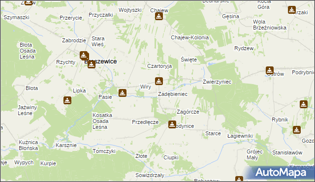 mapa Zadębieniec, Zadębieniec na mapie Targeo