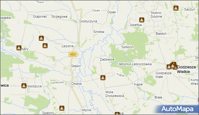 mapa Zadowice, Zadowice na mapie Targeo