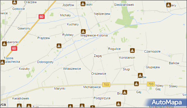 mapa Zagaj gmina Góra Świętej Małgorzaty, Zagaj gmina Góra Świętej Małgorzaty na mapie Targeo