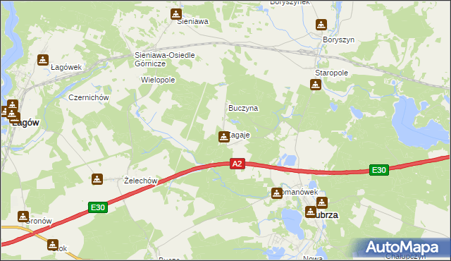 mapa Zagaje gmina Lubrza, Zagaje gmina Lubrza na mapie Targeo