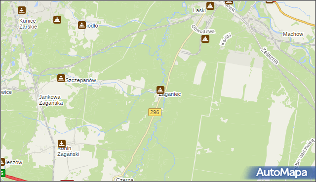mapa Żaganiec, Żaganiec na mapie Targeo