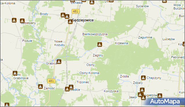 mapa Żagliny, Żagliny na mapie Targeo