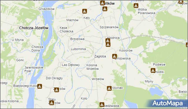 mapa Zagłoba gmina Wilków, Zagłoba gmina Wilków na mapie Targeo