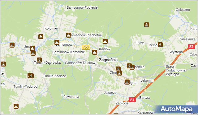 mapa Zagnańsk, Zagnańsk na mapie Targeo