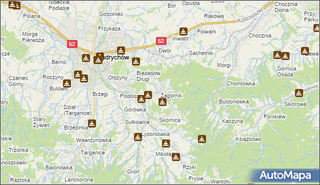 mapa Zagórnik gmina Andrychów, Zagórnik gmina Andrychów na mapie Targeo