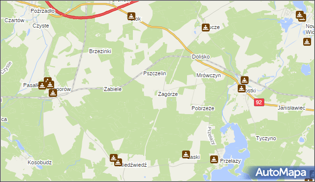 mapa Zagórze gmina Lubrza, Zagórze gmina Lubrza na mapie Targeo