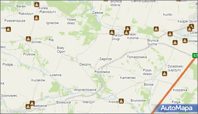 mapa Zagórze gmina Nagłowice, Zagórze gmina Nagłowice na mapie Targeo