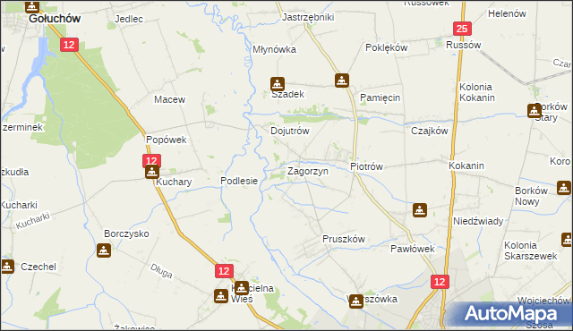 mapa Zagorzyn gmina Blizanów, Zagorzyn gmina Blizanów na mapie Targeo