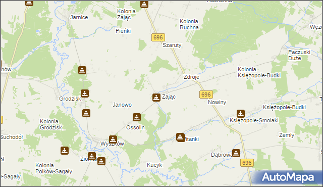 mapa Zając gmina Liw, Zając gmina Liw na mapie Targeo