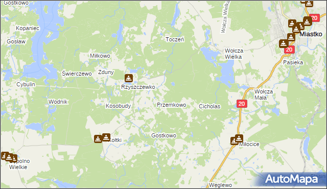 mapa Zajączkowo gmina Miastko, Zajączkowo gmina Miastko na mapie Targeo
