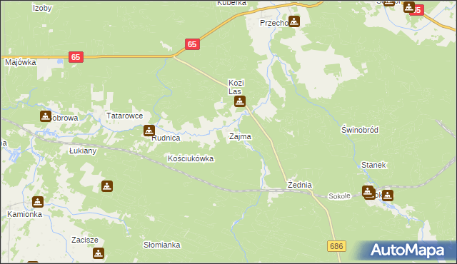 mapa Zajma, Zajma na mapie Targeo