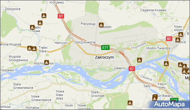 mapa Zakroczym, Zakroczym na mapie Targeo
