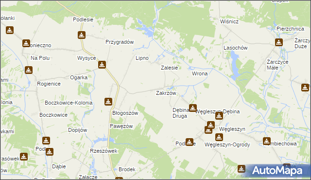 mapa Zakrzów gmina Oksa, Zakrzów gmina Oksa na mapie Targeo