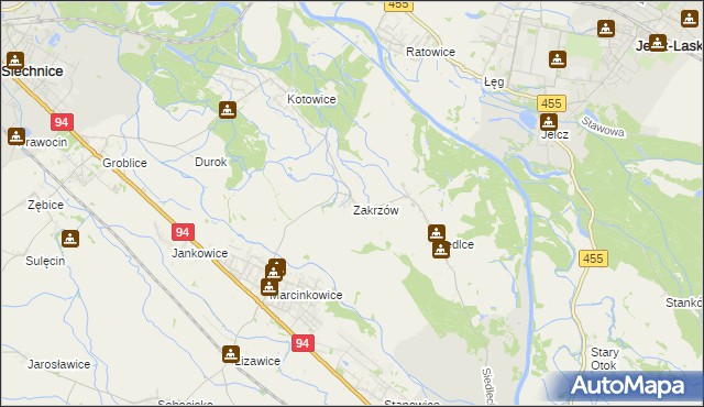 mapa Zakrzów gmina Oława, Zakrzów gmina Oława na mapie Targeo