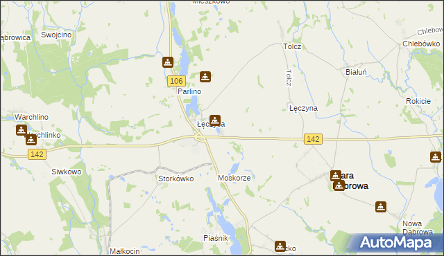 mapa Załęcze gmina Stara Dąbrowa, Załęcze gmina Stara Dąbrowa na mapie Targeo