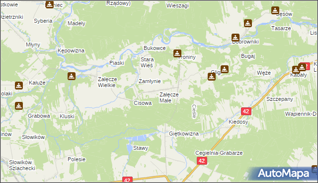 mapa Załęcze Małe, Załęcze Małe na mapie Targeo