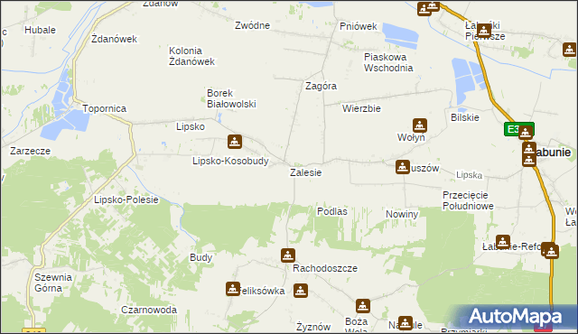 mapa Zalesie gmina Zamość, Zalesie gmina Zamość na mapie Targeo