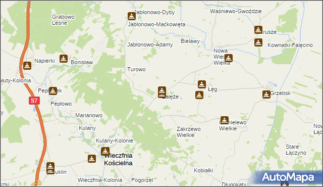 mapa Załęże gmina Wieczfnia Kościelna, Załęże gmina Wieczfnia Kościelna na mapie Targeo