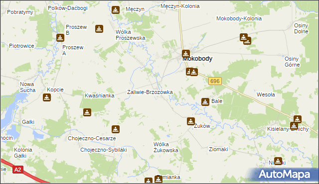 mapa Zaliwie-Piegawki, Zaliwie-Piegawki na mapie Targeo