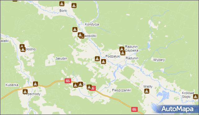 mapa Załuki gmina Gródek, Załuki gmina Gródek na mapie Targeo