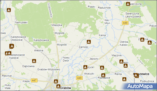 mapa Zamość gmina Sieroszewice, Zamość gmina Sieroszewice na mapie Targeo