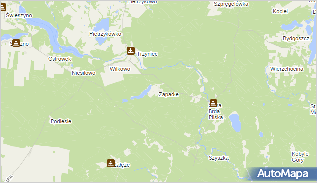 mapa Zapadłe gmina Koczała, Zapadłe gmina Koczała na mapie Targeo