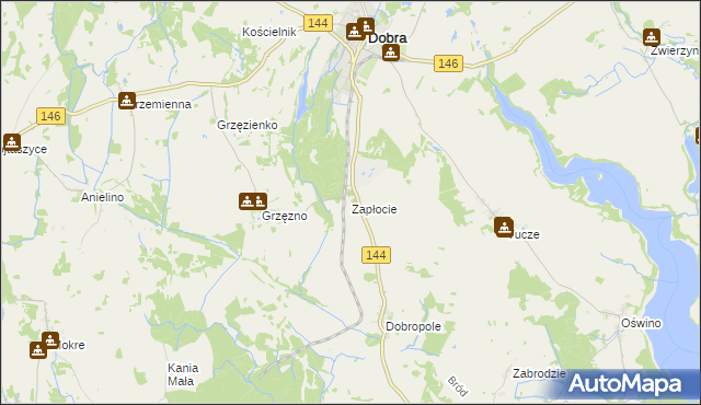 mapa Zapłocie gmina Dobra, Zapłocie gmina Dobra na mapie Targeo