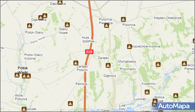 mapa Zarajec, Zarajec na mapie Targeo