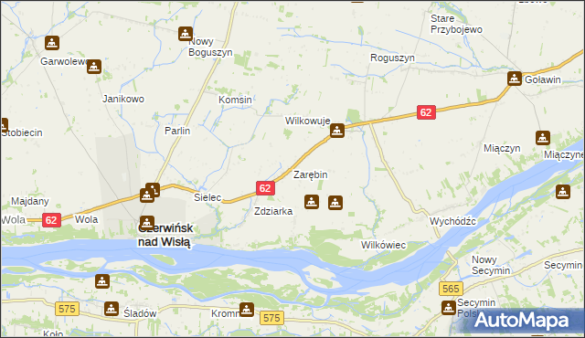 mapa Zarębin, Zarębin na mapie Targeo