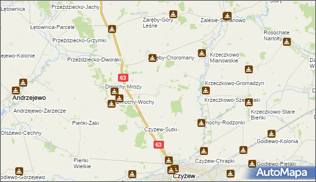 mapa Zaręby-Bindugi, Zaręby-Bindugi na mapie Targeo