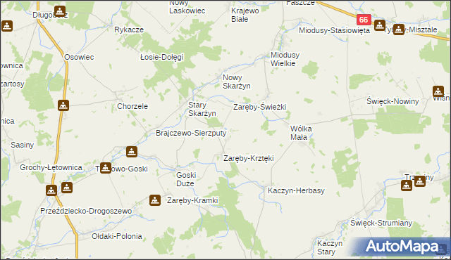 mapa Zaręby-Kromki, Zaręby-Kromki na mapie Targeo