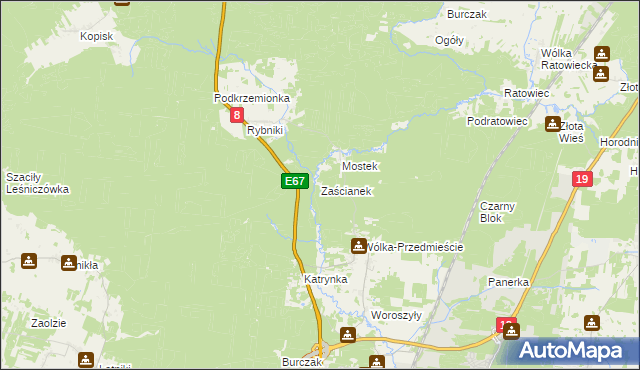 mapa Zaścianek gmina Wasilków, Zaścianek gmina Wasilków na mapie Targeo