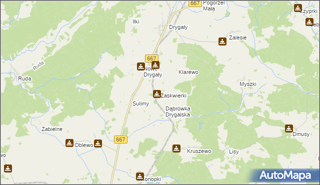 mapa Zaskwierki, Zaskwierki na mapie Targeo