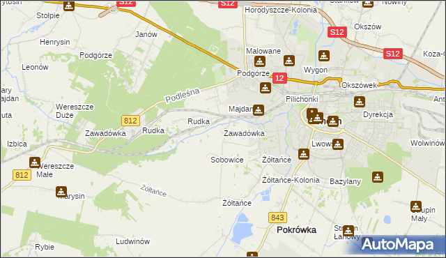 mapa Zawadówka gmina Chełm, Zawadówka gmina Chełm na mapie Targeo