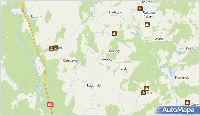 mapa Zawady gmina Pisz, Zawady gmina Pisz na mapie Targeo