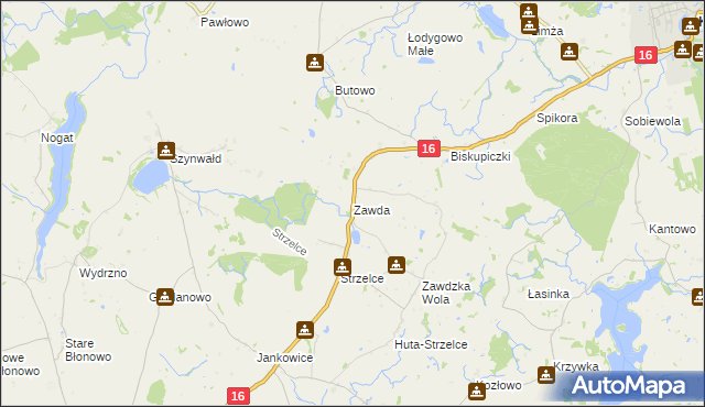 mapa Zawda, Zawda na mapie Targeo