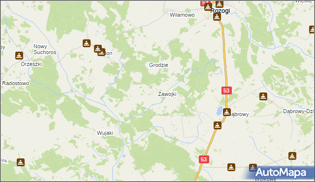 mapa Zawojki, Zawojki na mapie Targeo