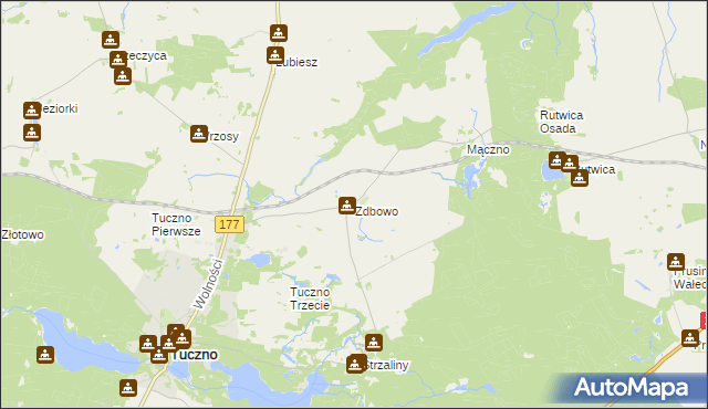 mapa Zdbowo, Zdbowo na mapie Targeo