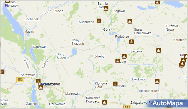 mapa Zdręby, Zdręby na mapie Targeo