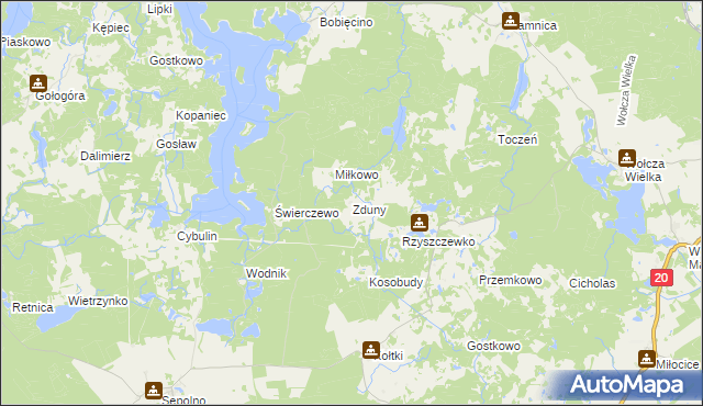 mapa Zduny gmina Biały Bór, Zduny gmina Biały Bór na mapie Targeo