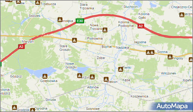 mapa Żdżar gmina Kotuń, Żdżar gmina Kotuń na mapie Targeo
