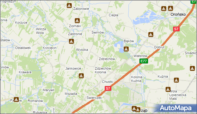 mapa Zdziechów gmina Szydłowiec, Zdziechów gmina Szydłowiec na mapie Targeo