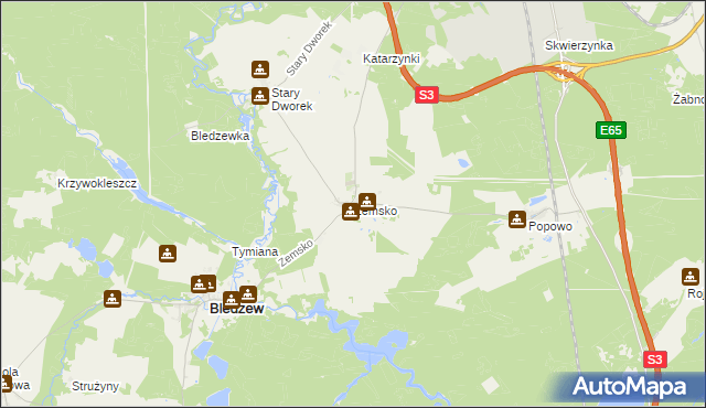 mapa Zemsko gmina Bledzew, Zemsko gmina Bledzew na mapie Targeo