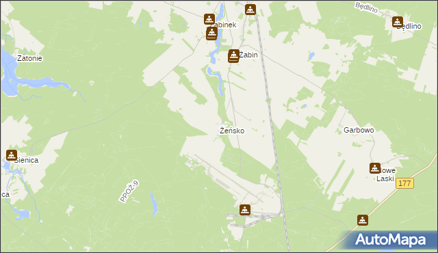 mapa Żeńsko gmina Wierzchowo, Żeńsko gmina Wierzchowo na mapie Targeo