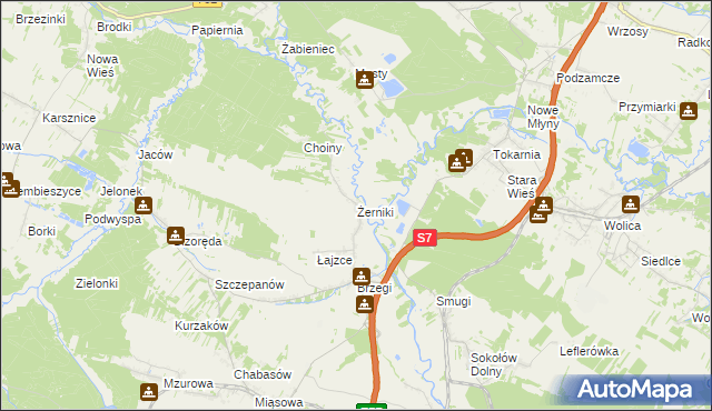 mapa Żerniki gmina Sobków, Żerniki gmina Sobków na mapie Targeo