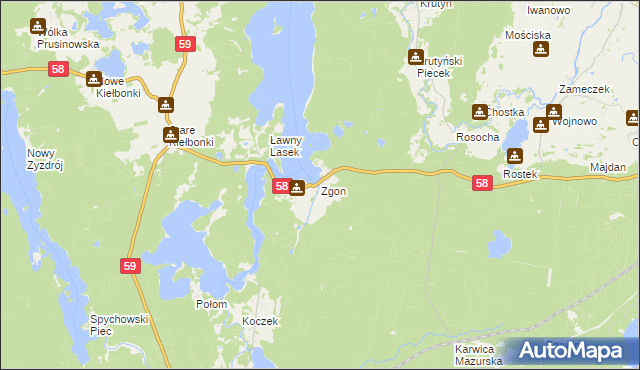 mapa Zgon, Zgon na mapie Targeo