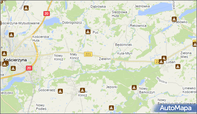 mapa Zielenin, Zielenin na mapie Targeo