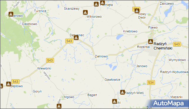 mapa Zielnowo gmina Radzyń Chełmiński, Zielnowo gmina Radzyń Chełmiński na mapie Targeo