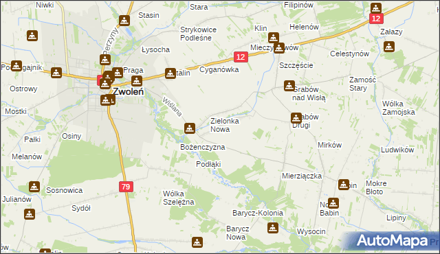 mapa Zielonka Stara, Zielonka Stara na mapie Targeo