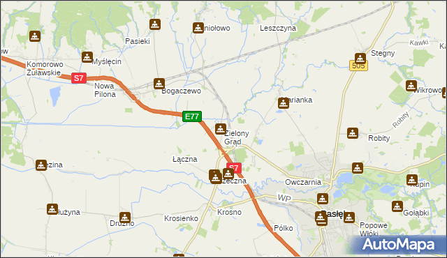 mapa Zielony Grąd, Zielony Grąd na mapie Targeo